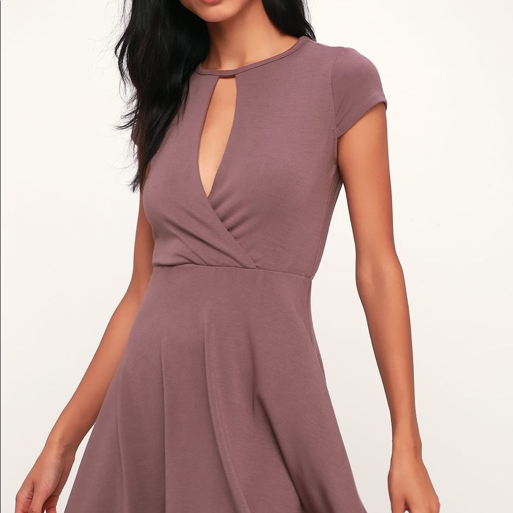 Dusty Purple Surplice Skater Dress- Lulu’s